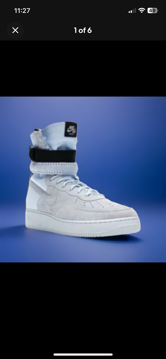 Nike Sf Air Force One Light Blue Tint Size 11.5 (ALL 4 ORIGINAL STRAPS) GREAT CONDITION